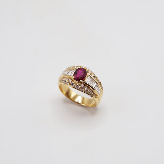 Ruby and diamonds ring